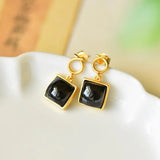 Square 24KT Stud Earrings for Women Bridal Gift