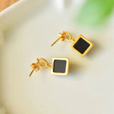 Square 24KT Stud Earrings for Women Bridal Gift