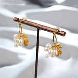 ER226 Vintage Leaves 24KT Stud Earrings