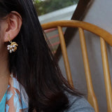 ER226 Vintage Leaves 24KT Stud Earrings