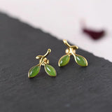 ER227 Vintage Leaves 24KT Stud Earrings