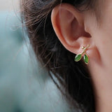 ER227 Vintage Leaves 24KT Stud Earrings
