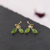 ER227 Vintage Leaves 24KT Stud Earrings