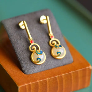 ER229 Vintage Calabash 24KT Stud Earrings