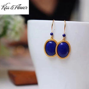 Vintage Lapis 24KT Drop Earring for Bride