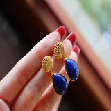 Vintage Lapis 24KT Drop Earring for Bride