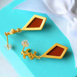 24KT Rhombus Stud Earring for Women Bride Mother