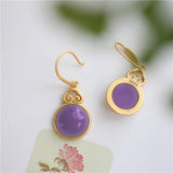 ER298 Round Jade 24KT Drop Earring for Woman Bride