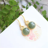 ER298 Round Jade 24KT Drop Earring for Woman Bride