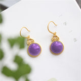ER298 Round Jade 24KT Drop Earring for Woman Bride