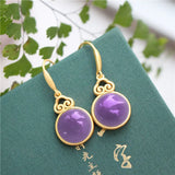 ER298 Round Jade 24KT Drop Earring for Woman Bride