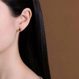 ER333 Heart Agate 24KT Stud Earrings