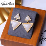 ER342 Fine Jewelry Triangle 24KT Stud Earrings