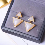 ER342 Fine Jewelry Triangle 24KT Stud Earrings