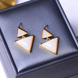 ER342 Fine Jewelry Triangle 24KT Stud Earrings