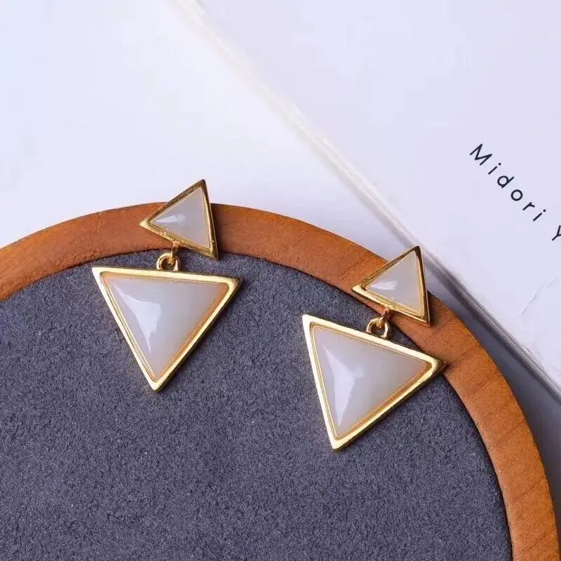 ER342 Fine Jewelry Triangle 24KT Stud Earrings
