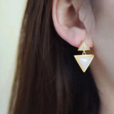 ER342 Fine Jewelry Triangle 24KT Stud Earrings