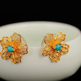 ER375 Vintage Flower 24KT Stud Earrings