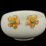 ER375 Vintage Flower 24KT Stud Earrings