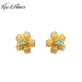 ER375 Vintage Flower 24KT Stud Earrings