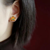ER375 Vintage Flower 24KT Stud Earrings