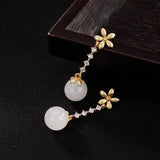ER407 Fine Jewelry Bead Jade 24KT Stud Earrings