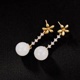 ER407 Fine Jewelry Bead Jade 24KT Stud Earrings