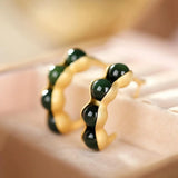 ER417 Pea Jade 24KT Stud Earrings for Women Girl Bride Mother