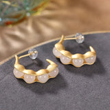 ER417 Pea Jade 24KT Stud Earrings for Women Girl Bride Mother