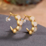 ER417 Pea Jade 24KT Stud Earrings for Women Girl Bride Mother