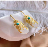 ER433 24KT Drop Earrings Ball Jade Wedding Gift
