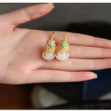 ER433 24KT Drop Earrings Ball Jade Wedding Gift