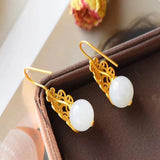 ER433 24KT Drop Earrings Ball Jade Wedding Gift