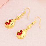 ER69 Peacock Water Drop 24KT Drop Earrings