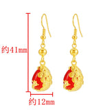 ER69 Peacock Water Drop 24KT Drop Earrings