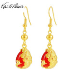 ER69 Peacock Water Drop 24KT Drop Earrings