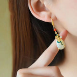 ER83 Water Drop Jade 24KT Drop Earrings