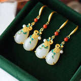 ER83 Water Drop Jade 24KT Drop Earrings