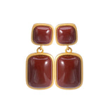 ER92 Vintage Agate 24KT Stud Earrings