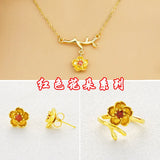 JS16 Flower Jewelry Set: Ring, Earrings, Necklace - 24KT Gold - Gift for Her