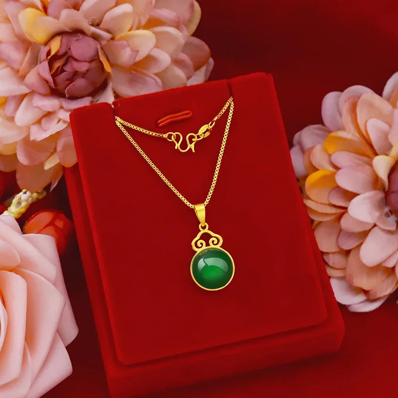 NK109 Vintage Round 24KT Pendant Necklace