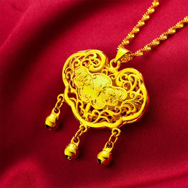 NK119 Lock 24KT Pendant Necklaces for Child Baby Birthday Wedding Gift