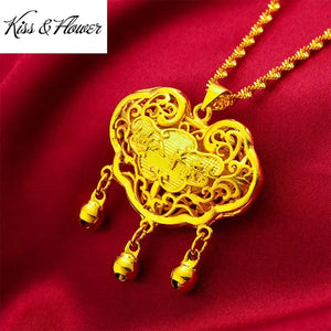 NK119 Lock 24KT Pendant Necklaces for Child Baby Birthday Wedding Gift