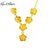 Vintage Rose Flower 24KT Pendant Necklace
