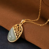 NK173 Vintage Oval 24KT Necklace for Woman Bride Mother Girl Birthday Wedding