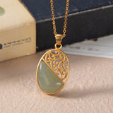 NK173 Vintage Oval 24KT Necklace for Woman Bride Mother Girl Birthday Wedding