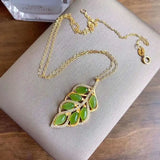 NK179 Vintage Leaves 24KT Necklace Gift for Women Bride Mother