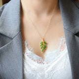 NK179 Vintage Leaves 24KT Necklace Gift for Women Bride Mother