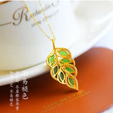 NK179 Vintage Leaves 24KT Necklace Gift for Women Bride Mother