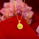 NK18 Round FU 24KT Pendant Necklace